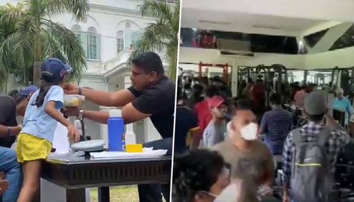 سری لنکن مظاہرین کا صدارتی محل میں لنچ، کچھ کمرے میں آرام کرتے رہے، ویڈیو دیکھیے