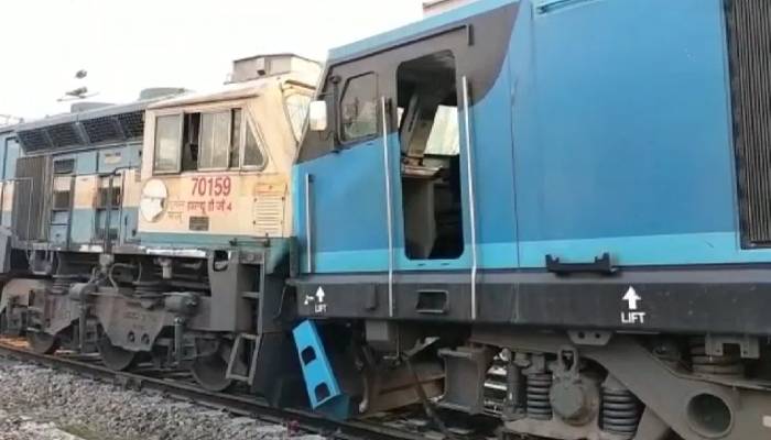 goods train collided in india