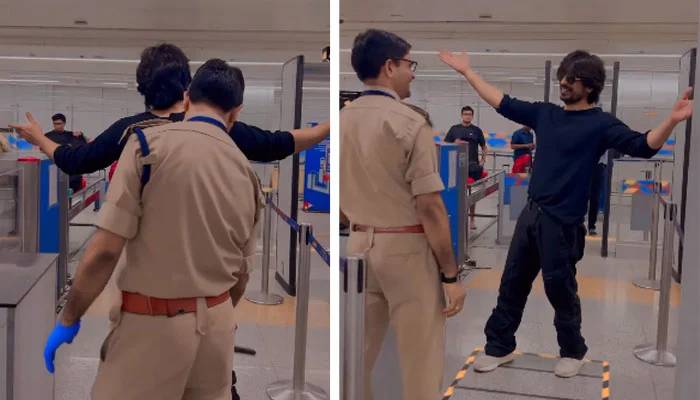 پولیس اہلکار کے چیکنگ کرنے پر شاہ رخ خان نے فلمی انداز اپنا لیا،ویڈیو وائرل