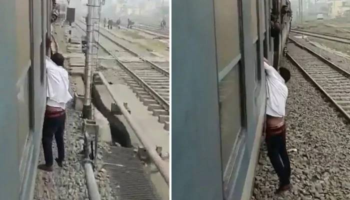 بھارت:چورکوچلتی ٹرین سےموبائل چوری کرنا مہنگاپڑگیا
