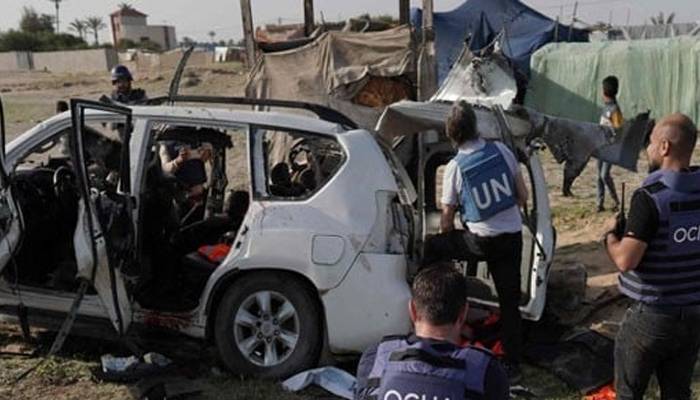 اسرائیل کا این جی او کی گاڑی پر حملہ،7امدادی کارکن ہلاک